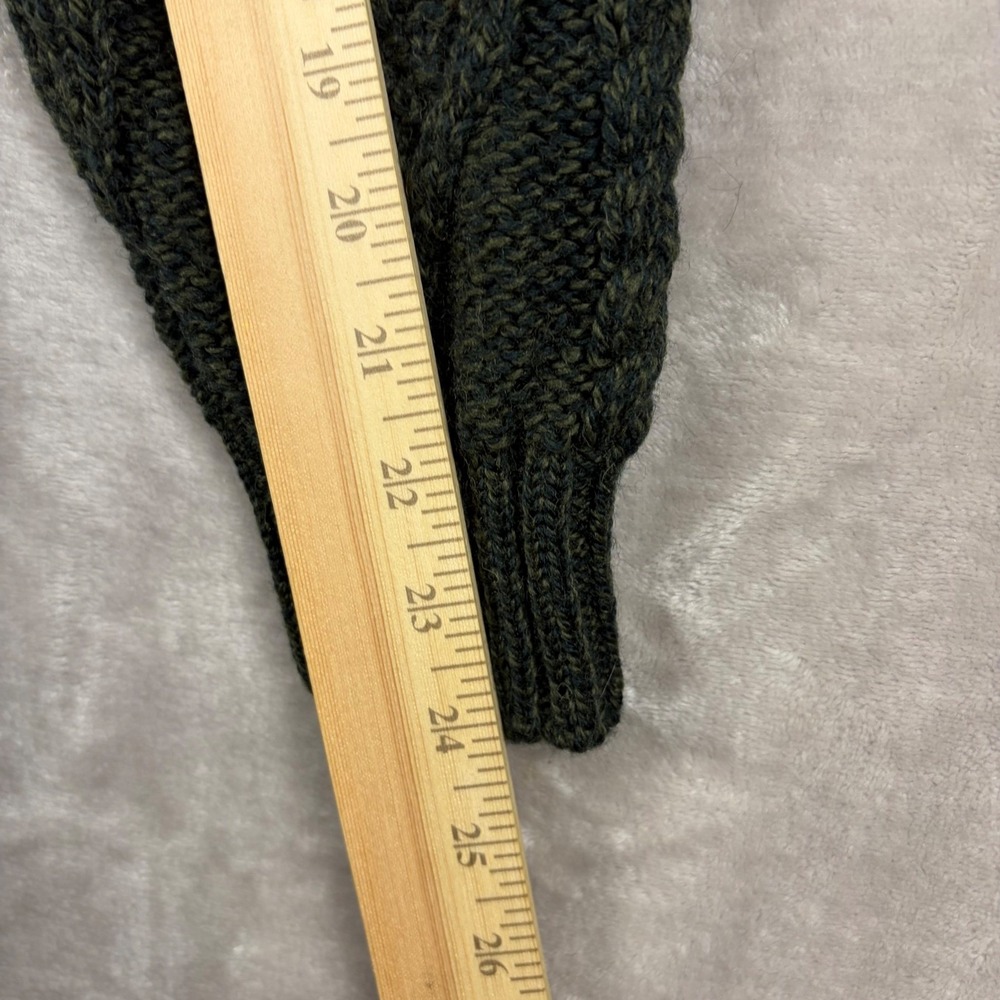 SAOL Ireland Mens L Green Aran Cable Knit Full Zip Cardigan Sweater 100% Merino - Picture 7 of 10